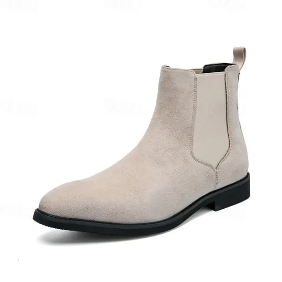 Best OUKU Men's Classic Tan Suede Chelsea Boots with Elastic Panels - Comfortable Slip-On Ankle Boots for Casual and Formal Occasions