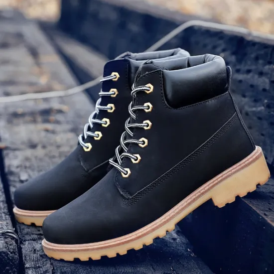 Best OUKU Men's Classic Yellow Work Boots – Durable Lace-Up Ankle Boots with Cushioned Collar and Rugged Sole
