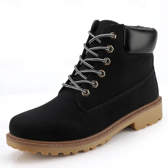 Best OUKU Men's Classic Yellow Work Boots – Durable Lace-Up Ankle Boots with Cushioned Collar and Rugged Sole