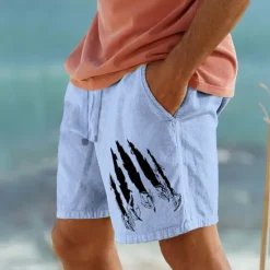 Online OUKU Men's Claw Marks Scratches Shorts Summer Shorts Beach Shorts Mid Waist Hawaiian Casual Outdoor Holiday Going out Drawstring Elastic Waist Print Designer Clothing Apparel