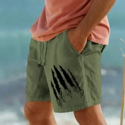 Online OUKU Men's Claw Marks Scratches Shorts Summer Shorts Beach Shorts Mid Waist Hawaiian Casual Outdoor Holiday Going out Drawstring Elastic Waist Print Designer Clothing Apparel