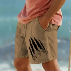 Online OUKU Men's Claw Marks Scratches Shorts Summer Shorts Beach Shorts Mid Waist Hawaiian Casual Outdoor Holiday Going out Drawstring Elastic Waist Print Designer Clothing Apparel