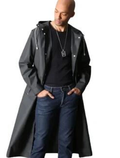 Sale OUKU Men's Cloak / Capes Raincoat Outdoor Spring Fall Long Coat Loose Fit Waterproof Rain Waterproof Sports Sporty Jacket Long Sleeve Plain Pocket Black