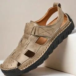 Best OUKU Men's Closed-Toe Suede Sandals - Lightweight Breathable Design with Adjustable Strap, Ideal for Summer Casual and Outdoor Activities