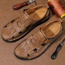 Best OUKU Men's Closed-Toe Suede Sandals - Lightweight Breathable Design with Adjustable Strap, Ideal for Summer Casual and Outdoor Activities