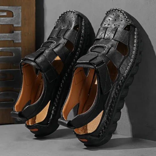 Best OUKU Men's Closed-Toe Suede Sandals - Lightweight Breathable Design with Adjustable Strap, Ideal for Summer Casual and Outdoor Activities