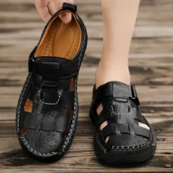 Best OUKU Men's Closed-Toe Suede Sandals - Lightweight Breathable Design with Adjustable Strap, Ideal for Summer Casual and Outdoor Activities