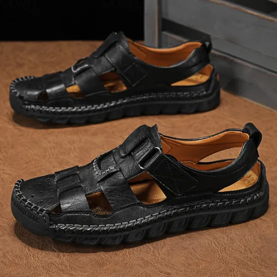 Best OUKU Men's Closed-Toe Suede Sandals - Lightweight Breathable Design with Adjustable Strap, Ideal for Summer Casual and Outdoor Activities