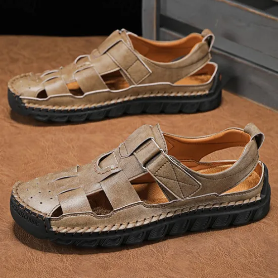 Best OUKU Men's Closed-Toe Suede Sandals - Lightweight Breathable Design with Adjustable Strap, Ideal for Summer Casual and Outdoor Activities