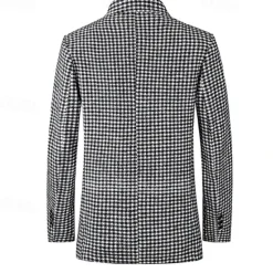 Sale OUKU Men's Cocktail Attire Blazer Business Formal Evening Wedding Party Fashion Casual Spring & Fall Polyester Plaid / Check Geometic Pocket Buttons Casual / Daily Single Breasted Blazer White Camel