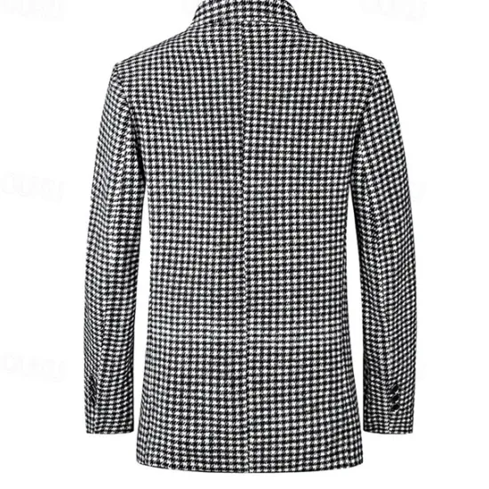Sale OUKU Men's Cocktail Attire Blazer Business Formal Evening Wedding Party Fashion Casual Spring & Fall Polyester Plaid / Check Geometic Pocket Buttons Casual / Daily Single Breasted Blazer White Camel