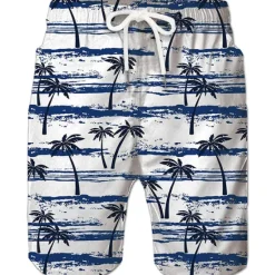 Discount OUKU Men's Coconut Tree Board Shorts Swim Shorts Swim Trunks Mid Waist Hawaiian Boho Casual Daily Holiday Drawstring with Mesh lining Elastic Waist Designer Clothing Apparel