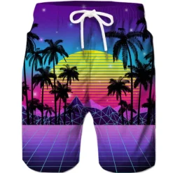 Discount OUKU Men's Coconut Tree Board Shorts Swim Shorts Swim Trunks Mid Waist Hawaiian Boho Casual Daily Holiday Drawstring with Mesh lining Elastic Waist Designer Clothing Apparel