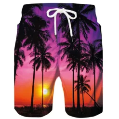 Discount OUKU Men's Coconut Tree Board Shorts Swim Shorts Swim Trunks Mid Waist Hawaiian Boho Casual Daily Holiday Drawstring with Mesh lining Elastic Waist Designer Clothing Apparel