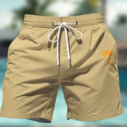Discount OUKU Men's Coconut Tree Colorful Swimming Trunks Board Shorts Swim Shorts Mid Waist Hawaiian Casual Holiday Beach Drawstring with Mesh lining Elastic Waist Designer Clothing Apparel