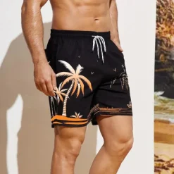 Sale OUKU Men's Coconut Tree Graphic Prints Swim Shorts Board Shorts Swimming Trunks Mid Waist Hawaiian Boho Casual Daily Holiday Drawstring with Mesh lining Elastic Waist Designer Clothing Apparel