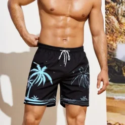 Sale OUKU Men's Coconut Tree Graphic Prints Swim Shorts Board Shorts Swimming Trunks Mid Waist Hawaiian Boho Casual Daily Holiday Drawstring with Mesh lining Elastic Waist Designer Clothing Apparel
