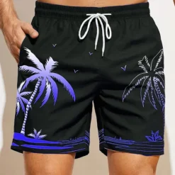 Sale OUKU Men's Coconut Tree Graphic Prints Swim Shorts Board Shorts Swimming Trunks Mid Waist Hawaiian Boho Casual Daily Holiday Drawstring with Mesh lining Elastic Waist Designer Clothing Apparel