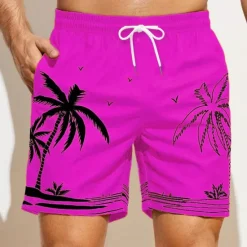 Best OUKU Men's Coconut Tree Graphic Prints Swim Trunks Swim Shorts Board Shorts Mid Waist Hawaiian Boho Casual Daily Holiday Drawstring with Mesh lining Elastic Waist Designer Clothing Apparel