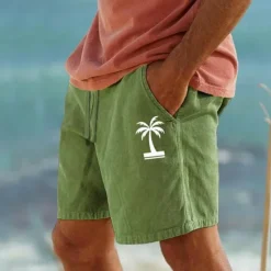 Discount OUKU Men's Coconut Tree Shorts Summer Shorts Beach Shorts Mid Waist Hawaiian Casual Outdoor Holiday Going out Drawstring Elastic Waist Print Designer Clothing Apparel
