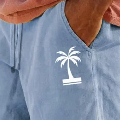 Discount OUKU Men's Coconut Tree Shorts Summer Shorts Beach Shorts Mid Waist Hawaiian Casual Outdoor Holiday Going out Drawstring Elastic Waist Print Designer Clothing Apparel