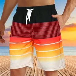 Discount OUKU Men's Coconut Tree Sunset Board Shorts Swim Shorts Swim Trunks Mid Waist Hawaiian Boho Holiday Beach Drawstring with Mesh lining Elastic Waist Designer Clothing Apparel