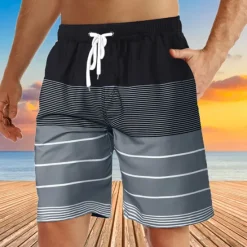 Discount OUKU Men's Coconut Tree Sunset Board Shorts Swim Shorts Swim Trunks Mid Waist Hawaiian Boho Holiday Beach Drawstring with Mesh lining Elastic Waist Designer Clothing Apparel