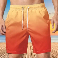 Discount OUKU Men's Coconut Tree Sunset Board Shorts Swim Shorts Swim Trunks Mid Waist Hawaiian Boho Holiday Beach Drawstring with Mesh lining Elastic Waist Designer Clothing Apparel