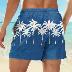 Outlet OUKU Men's Coconut Tree Swim Shorts Board Shorts Swimming Trunks Mid Waist Fashion Streetwear Designer Casual Daily Holiday Pocket Drawstring Elastic Waist Designer Clothing Apparel Blue