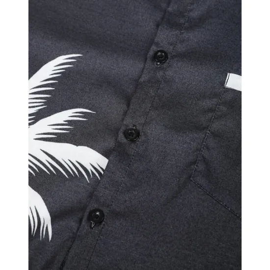 Clearance OUKU Men's Coconut Tree Tropical Plants Shirt Summer Hawaiian Shirt Aloha Shirt Short Sleeves Shirt Turndown Sports Fashion Streetwear Outdoor Street Daily Black White Blue S M L