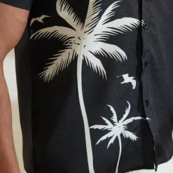 Clearance OUKU Men's Coconut Tree Tropical Plants Shirt Summer Hawaiian Shirt Aloha Shirt Short Sleeves Shirt Turndown Sports Fashion Streetwear Outdoor Street Daily Black White Blue S M L