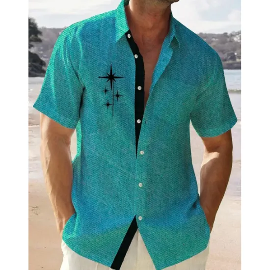 Discount OUKU Men's Coconut Tree Tropical Plants Shirt Summer Hawaiian Shirt Aloha Shirt Short Sleeves Shirt Turndown Tropical Fashion Hawaiian Outdoor Street Hawaiian Black White Light Green S M L