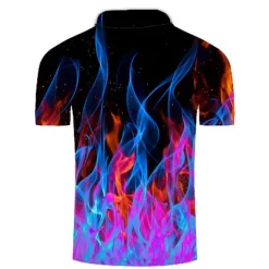 Online OUKU Men's Collar Polo Shirt Flame Golf Shirt Tennis Shirt Graphic Green Pink Yellow Orange Plus Size Daily Going out Short Sleeve Clothing Apparel Nylon Rayon Streetwear / Slim Purple