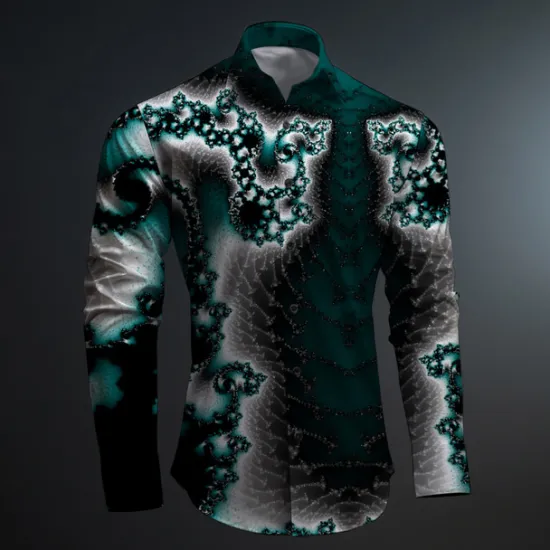 OUKU Men's Color Block Button Up Shirt Printed Shirts Long Sleeve Artistic Subcultural Fashion Casual Vacation Party Street Spring & Summer Turndown Print Button-Down Rose+Black Black Green Dark Red Black