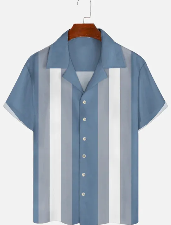 Discount OUKU Men's Color Block Geometric Pattern Shirt Summer Shirt Casual Shirt Short Sleeve Fashion 1950s Casual Vacation Daily Going out Summer Camp Collar Print Black Blue Orange Green