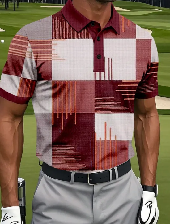 Online OUKU Men's Color Block Golf Polo Sports Polo Shirts Short Sleeve Polo Shirts Collared Shirts Casual Athleisure Buttons Summer Red Blue Purple