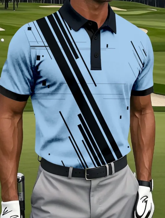 Online OUKU Men's Color Block Golf Polo Sports Polo Shirts Short Sleeve Polo Shirts Collared Shirts Casual Athleisure Buttons Summer White Blue Green