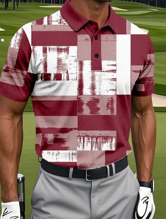 New OUKU Men's Color Block Golf Polo Sports Polo Shirts Short Sleeve Polo Shirts Collared Shirts Casual Athleisure Buttons Summer Red Blue Green