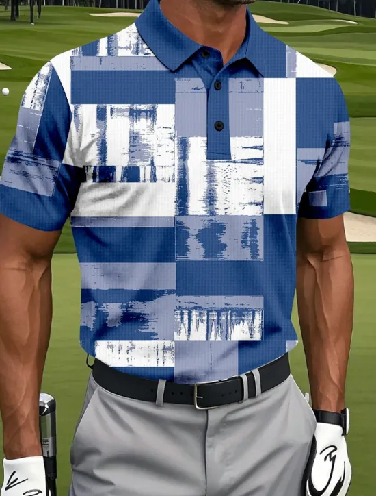 New OUKU Men's Color Block Golf Polo Sports Polo Shirts Short Sleeve Polo Shirts Collared Shirts Casual Athleisure Buttons Summer Red Blue Green
