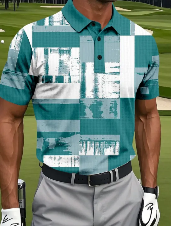 New OUKU Men's Color Block Golf Polo Sports Polo Shirts Short Sleeve Polo Shirts Collared Shirts Casual Athleisure Buttons Summer Red Blue Green
