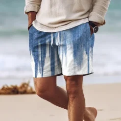 New OUKU Men's Color Block Gradient Color Swim Shorts Board Shorts Swimming Trunks Mid Waist Hawaiian Casual Holiday Beach Drawstring with Mesh lining Elastic Waist Designer Clothing Apparel Blue