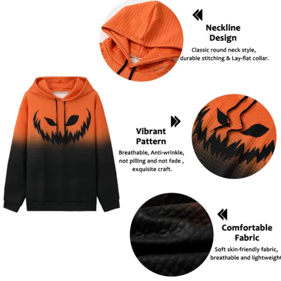 OUKU Men's Color Block Graphic Prints Monster Hoodie Hoodies Waffle Hoodie Daily Classic Long Sleeve Hooded Halloween Holiday Going out Yellow Red Print Spring & Fall Designer