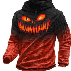 OUKU Men's Color Block Graphic Prints Monster Hoodie Hoodies Waffle Hoodie Daily Classic Long Sleeve Hooded Halloween Holiday Going out Yellow Red Print Spring & Fall Designer