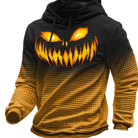 OUKU Men's Color Block Graphic Prints Monster Hoodie Hoodies Waffle Hoodie Daily Classic Long Sleeve Hooded Halloween Holiday Going out Yellow Red Print Spring & Fall Designer