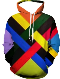 New OUKU Men's Color Block Graphic Prints Hoodie Hoodies Sweatshirt Designer Casual Long Sleeve Hooded Daily Sports Yellow Red Print Spring & Fall Designer