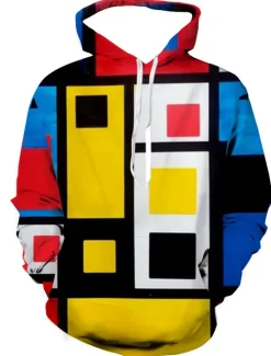 New OUKU Men's Color Block Graphic Prints Hoodie Hoodies Sweatshirt Designer Casual Long Sleeve Hooded Daily Sports Yellow Red Print Spring & Fall Designer