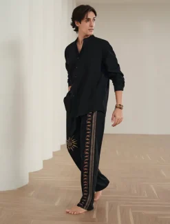 New OUKU Men's Color Block Graphic Prints Linen Pants Trousers Summer Pants Mid Waist Ethnic Style Retro Vintage Casual Daily Holiday Drawstring Elastic Waist 3D Print Spring & Summer 3D Print Black Green