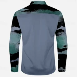 Best OUKU Men's Color Block Marble Western Shirt Cowboy Shirt Long Sleeve Western Casual Causal Spring Fall Turndown 2 Pockets Yellow Blue Green