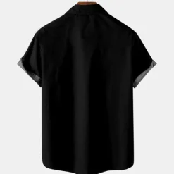 Online OUKU Men's Color Block Palm Tree Tropical Plants Shirt Summer Shirt Summer Hawaiian Shirt Short Sleeve Shirt Turndown Fashion Streetwear Hawaiian Outdoor Street Casual Black Yellow Blue S M L