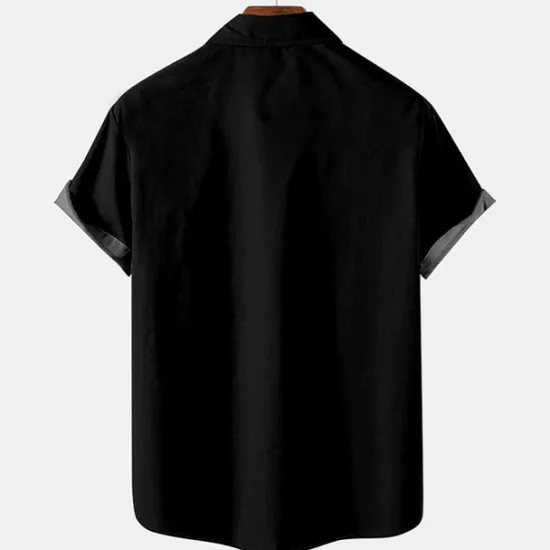 Online OUKU Men's Color Block Palm Tree Tropical Plants Shirt Summer Shirt Summer Hawaiian Shirt Short Sleeve Shirt Turndown Fashion Streetwear Hawaiian Outdoor Street Casual Black Yellow Blue S M L